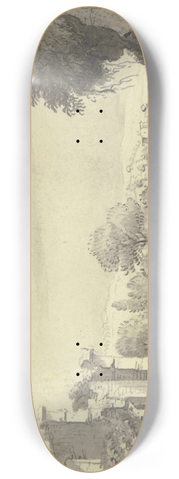 Johann Ludwig Aberli - Landschaft mit einer Ruine links im Vordergrund 8.25 inch art skate deck
