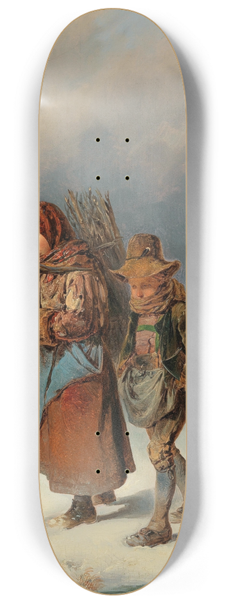 Johann Matthias Ranftl - Young Brushwood Gatherers 8.25 inch art skate deck