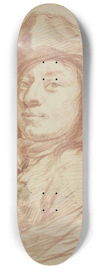 Johann Melchior Roos - Brustbild eines Mannes mit Mtze und langem Haar im Dreiviertelprofil nach links 8.25 inch art skate deck