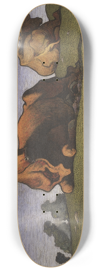 Nils Kreuger - Resting Cows. Motif from land 8.25 inch art skate deck