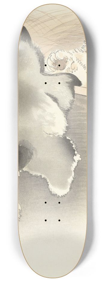 Ohara Koson - Two playing dogs 8.25 inch art skate deck