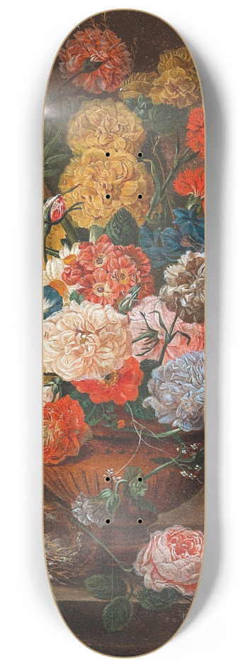 Johann Oberer - A Bouquet of Flowers with a Birds Nest, 8.25 inch art skate deck