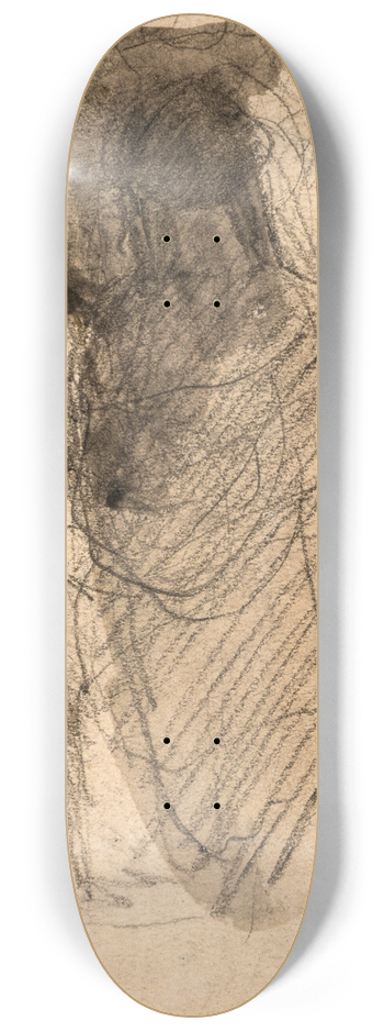 Oluf Hartmann - Kompositionsstudie af to figurer, der str overfor hinanden 8.25 inch art skate deck
