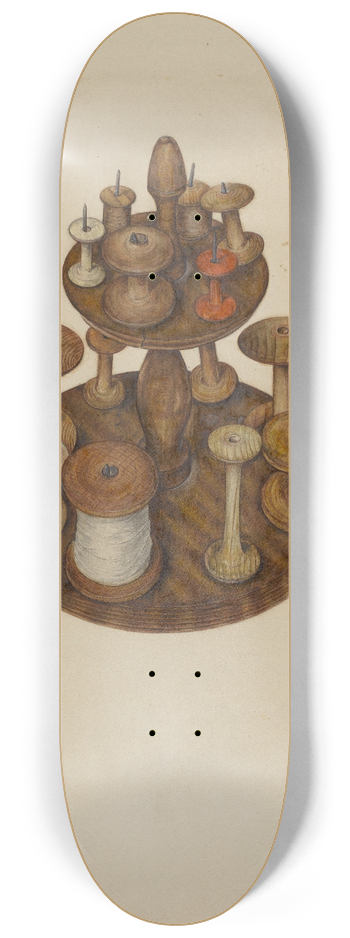 Orville Cline - Shaker Spool Rack and Spools 8.25 inch art skate deck