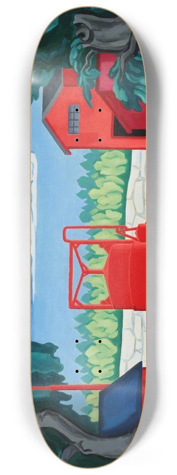 Oscar Bluemner - Pagoda (Red Tank West Quincy) 8.25 inch art skate deck