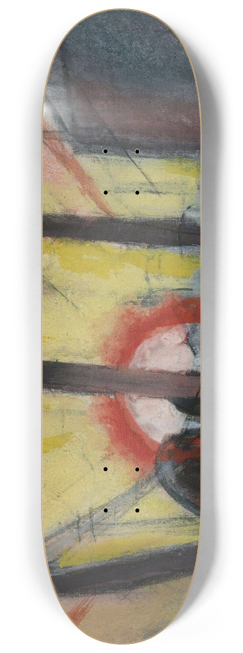 Oscar Bluemner - Railroad Tracks (Cityscape With Sun) 8.25 inch art skate deck