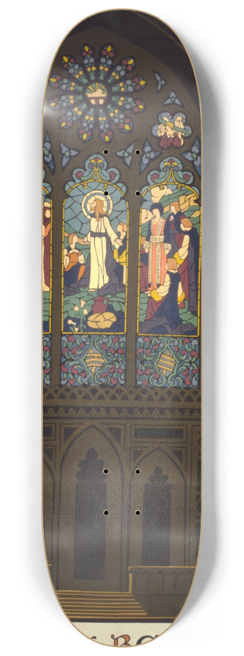 Oscar Rabe Hanson - Chicagos beautiful churches by the elevated lines 8.25 inch art skate deck