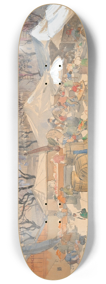 Oskar Laske - Der alte Naschmarkt, Vienna 8.25 inch art skate deck