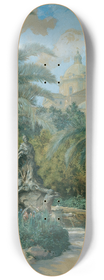 Othmar Brioschi - Vedute der Botschaft in Rom; Ansicht vom Garten mit der Kuppel rechts 8.25 inch art skate deck
