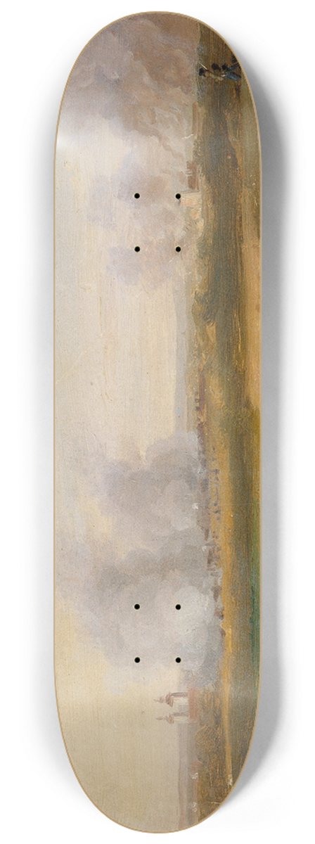 Johann Peter Krafft - Landschaftsstudie mit brennenden Drfern im Hintergrund 8.25 inch art skate deck