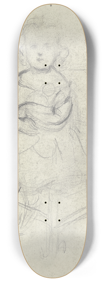 Otto Scholderer - Mdchen mit Puppe auf einem Stuhl sitzend 8.25 inch art skate deck