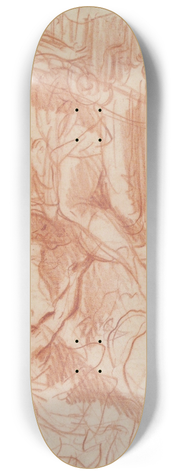 Paolo de Matteis - Flying Figure Appearing before an Enthroned Figure 8.25 inch art skate deck