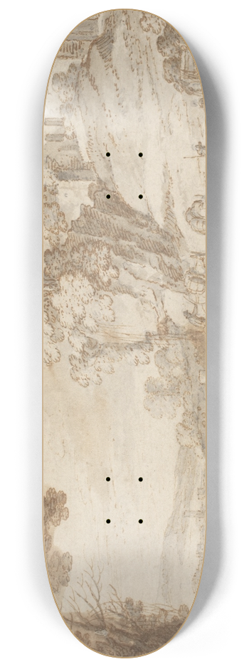Paul Bril - Classical Landscape with a Fountain 8.25 inch art skate deck