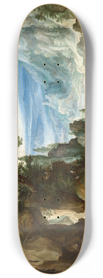 Paul Bril - Mountainous Landscape with Saint Jerome 8.25 inch art skate deck