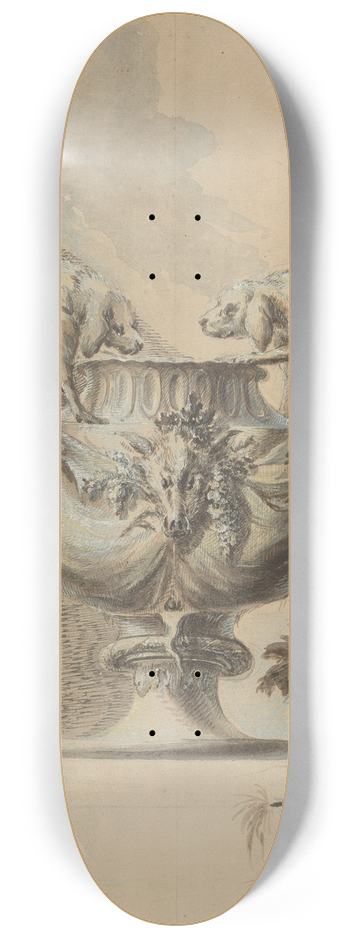 Paul Egell - Design for a Garden Vase with Hunting Theme 8.25 inch art skate deck