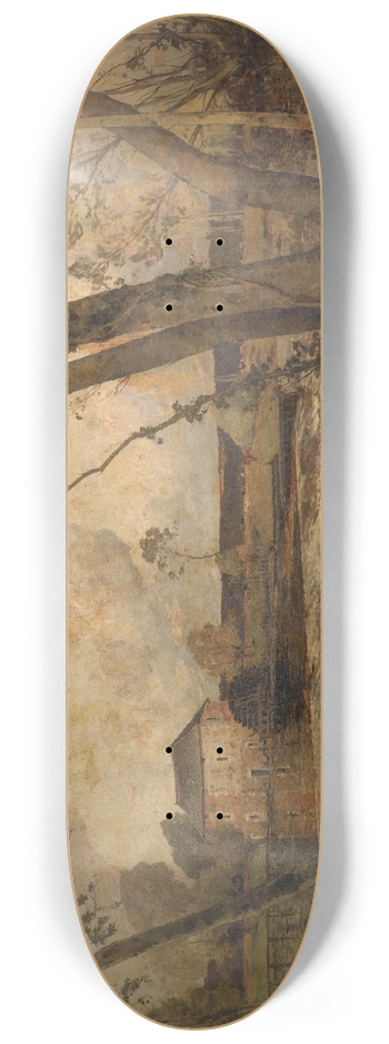 Paul Lecomte - Paysage au moulin 8.25 inch art skate deck