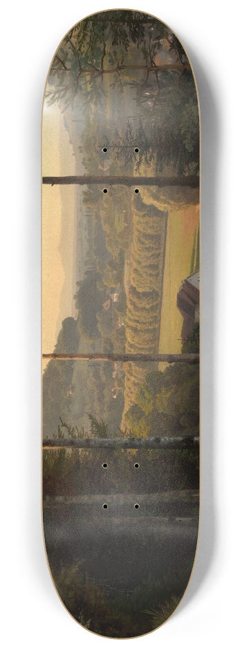 Johann Wilhelm Schirmer - Das Oostal mit Blick auf die Rheinebene und die Vogesen, Abend 8.25 inch art skate deck