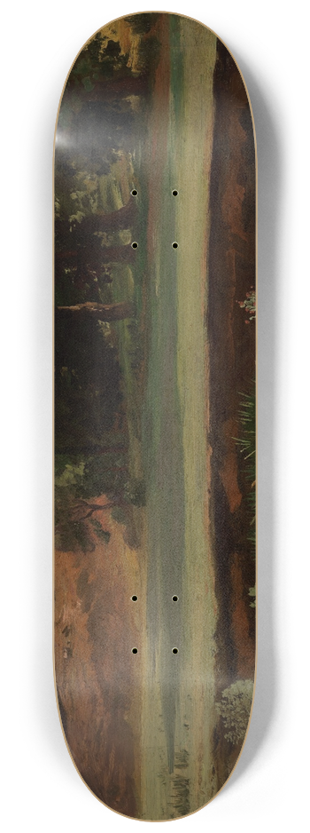 Johann Wilhelm Schirmer - Waldrand mit Teich im Vordergrund 8.25 inch art skate deck