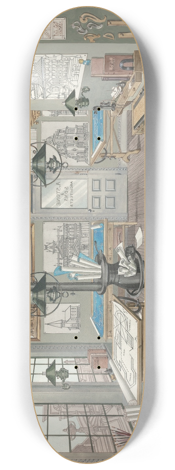 Perkins Harnly - Architects Drafting Room, 1884 8.25 inch art skate deck