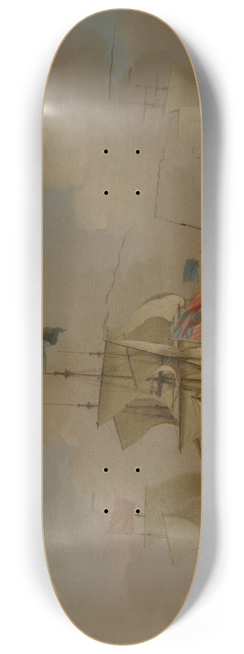 Peter Monamy - Men-of-War and a Sloop 8.25 inch art skate deck