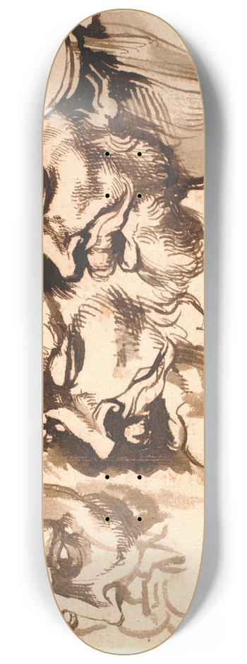 Peter Paul Rubens - Three male heads 8.25 inch art skate deck