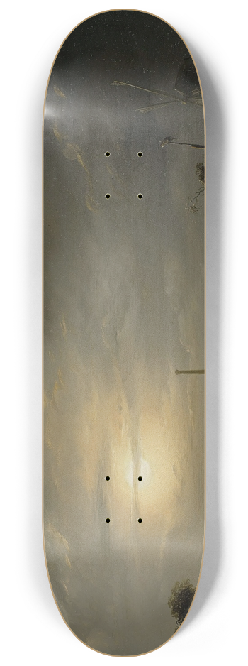 Petrus van Schendel - A River Landscape In Silver Moonlight 8.25 inch art skate deck