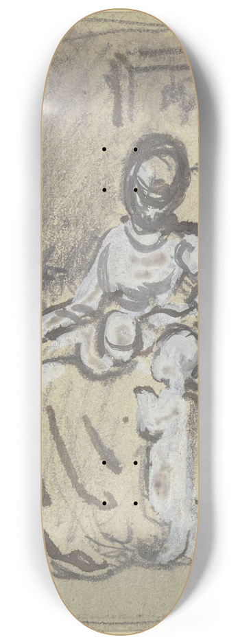 Philipp Rumpf - Sitzende Frau mit zwei Kindern 8.25 inch art skate deck