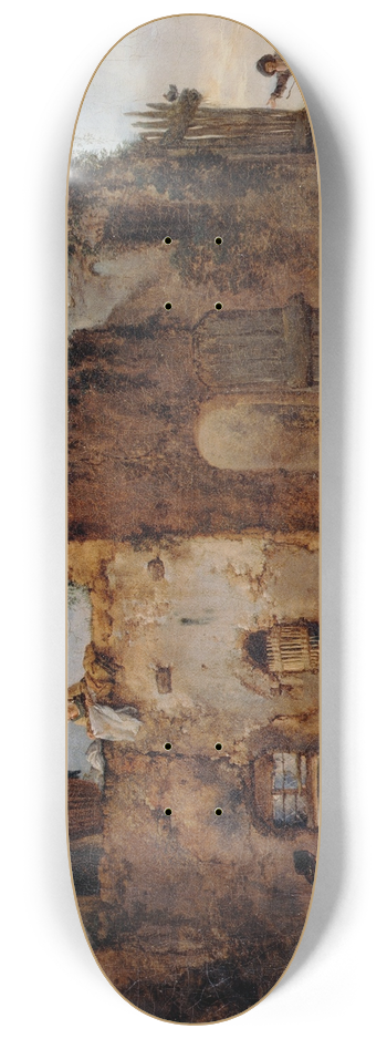 Philips Wouwerman - Courtyard with a Farrier shoeing a Horse 8.25 inch art skate deck