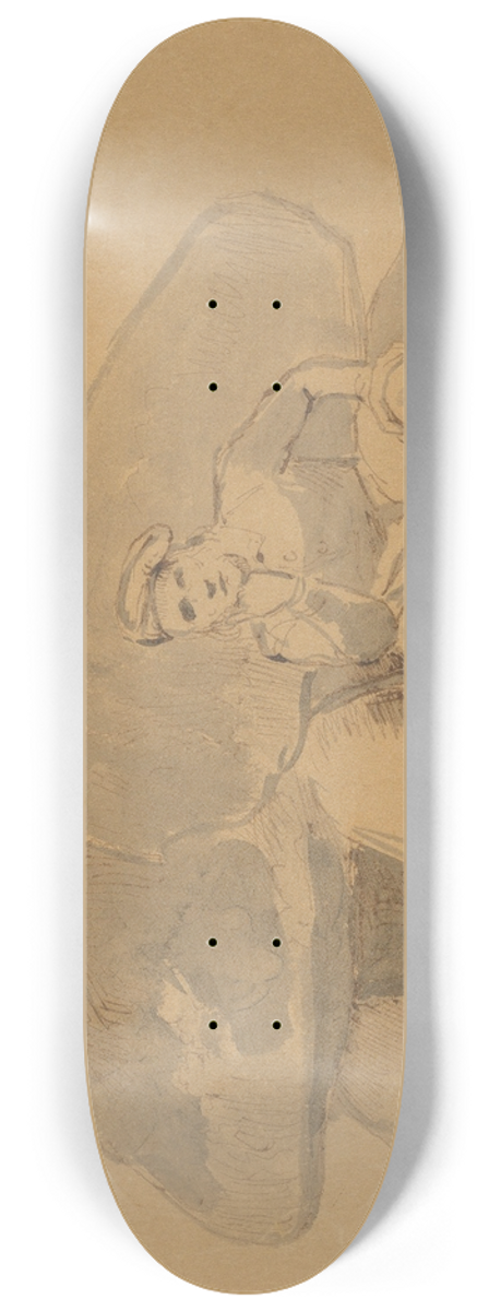 Johan Thomas Lundbye - The Artist, Seated in Front of a Dolmen 8.25 inch art skate deck