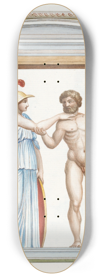 Pierre-Jean Mariette - Athena and Hercules depicted within a niche. 8.25 inch art skate deck