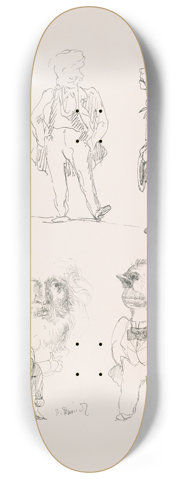 Pierre Puvis de Chavannes - Les caricatures de Puvis de Chavannes Pl.25 8.25 inch art skate deck