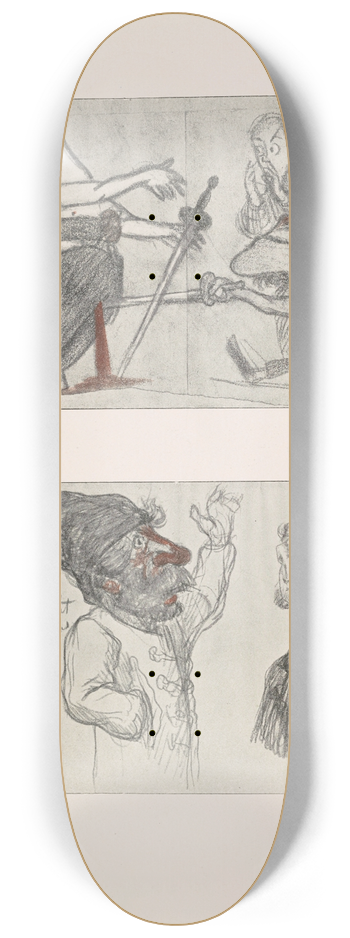 Pierre Puvis de Chavannes - Les caricatures de Puvis de Chavannes Pl.34 8.25 inch art skate deck