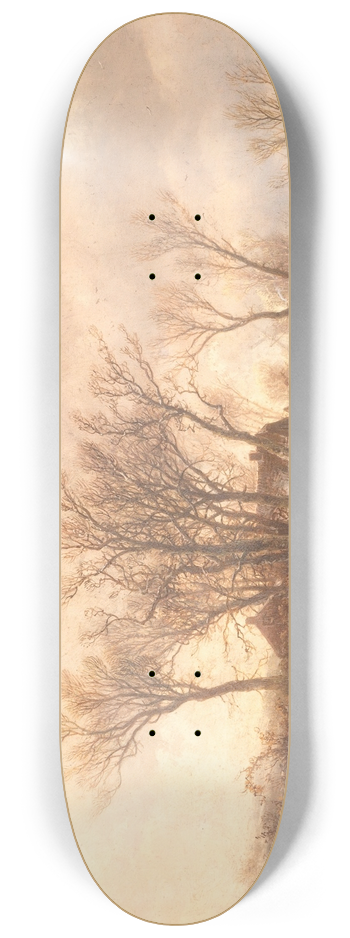 Pieter Lodewijk Francisco Kluyver - Winter landscape 8.25 inch art skate deck