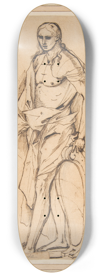 Pietro Testa - Standing Male Figure Supporting a Shield 8.25 inch art skate deck