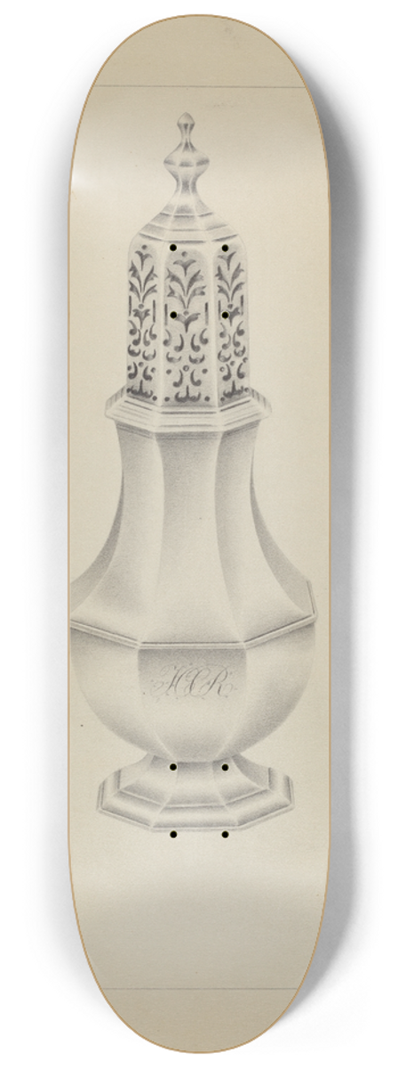 Amelia Tuccio - Silver Salt Cellar 8.25 inch art skate deck