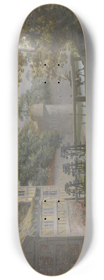 Polyxene Basse - Eine Mhle mit drei Gngen, auf der Brcke ein Mann auf einem Esel 8.25 inch art skate deck