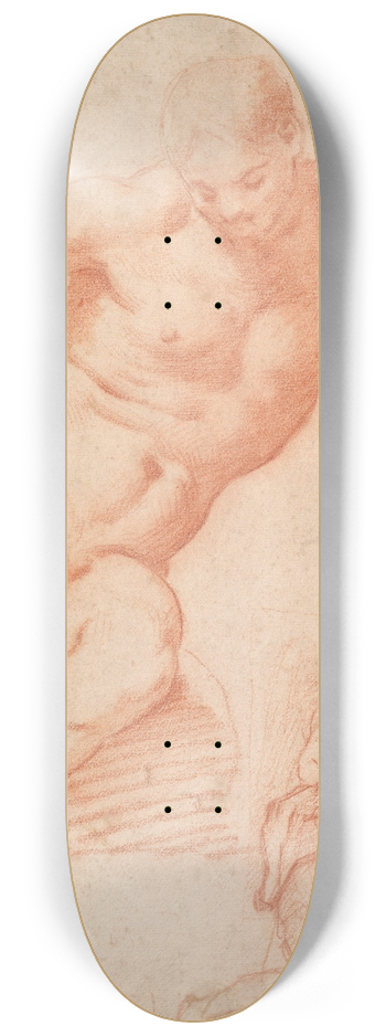 Poppi (Francesco Morandini) - Studies of the Dead Christ supported by an Angel, with subsidiary studies for the same composition 8.25 inch art skate deck