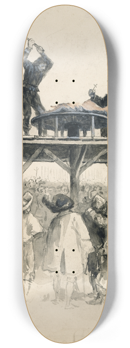 John Butler Yeats - The Sentence of the Court Was accordingly Executed the 14th of July NS in France 8.25 inch art skate deck