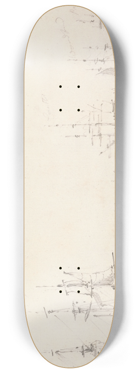 John Constable - Four East Indiamen at Archor 8.25 inch art skate deck