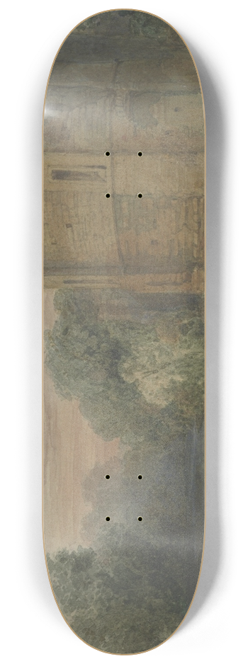 Richard Leitch - Ruins by a stream 8.25 inch art skate deck