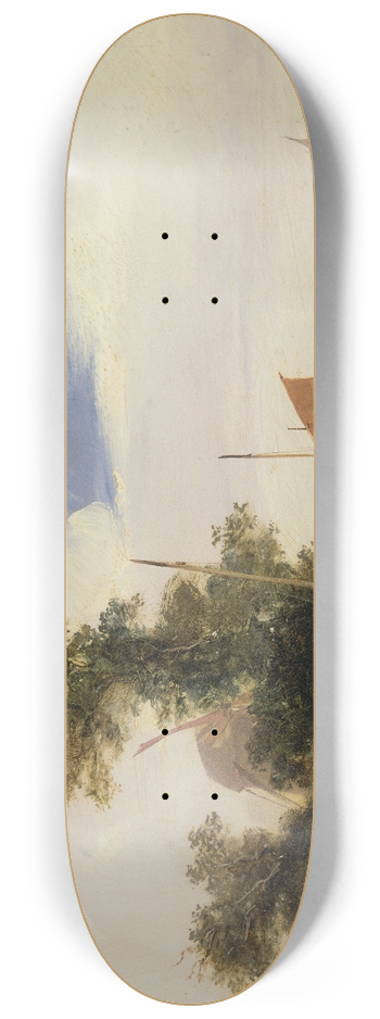 Richard Parkes Bonington - Barges on a River 8.25 inch art skate deck