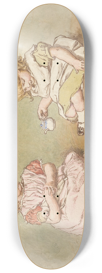 Robert Barnes - Two Girls Playing 8.25 inch art skate deck
