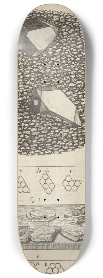 Robert Hooke - Microscopic view of small diamants [diamonds] 8.25 inch art skate deck