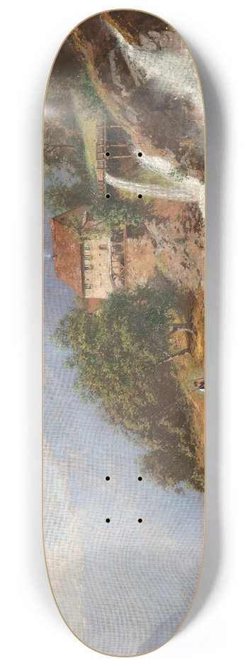 Robert Schultze - A Mill by a Mountain Stream 8.25 inch art skate deck