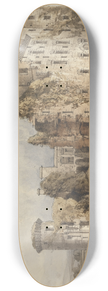 Robert William Billings - Caerlaverock Castle (General View) 8.25 inch art skate deck