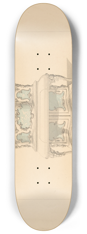 Robert William Hume - Design for Piccolo Pianoforte, Louis Quatorze Style 8.25 inch art skate deck
