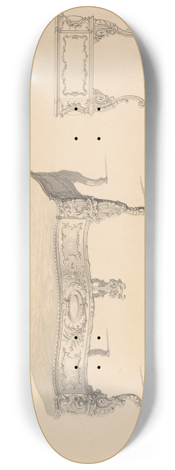 Robert William Hume - Design for Square Pianoforte, Louis Quatorze Style 8.25 inch art skate deck