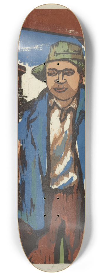 Rosa Rush - Man at Construction 8.25 inch art skate deck