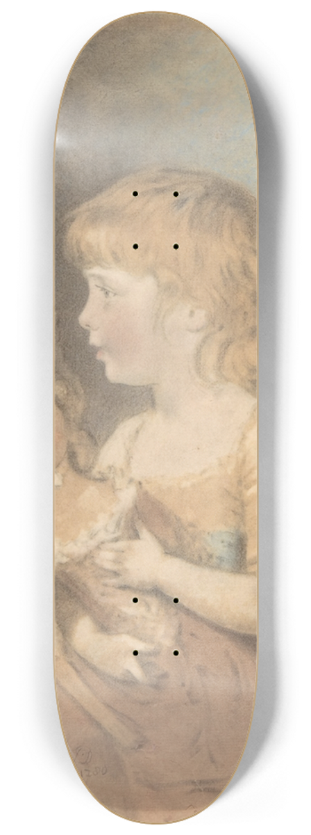 John Downman - Child Holding a Doll 8.25 inch art skate deck