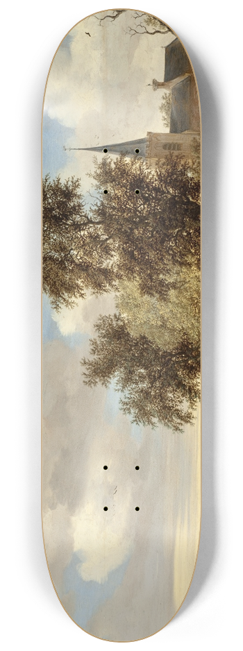 Salomon van Ruysdael - River Landscape with a Ferry 8.25 inch art skate deck
